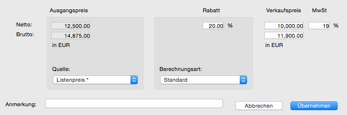 Preis individuell anpassen